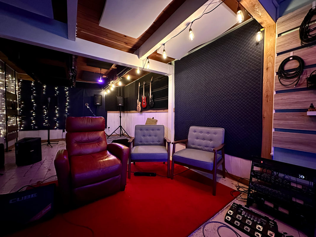 Comfortable recording and listening area at Fairweather Cottage Studios